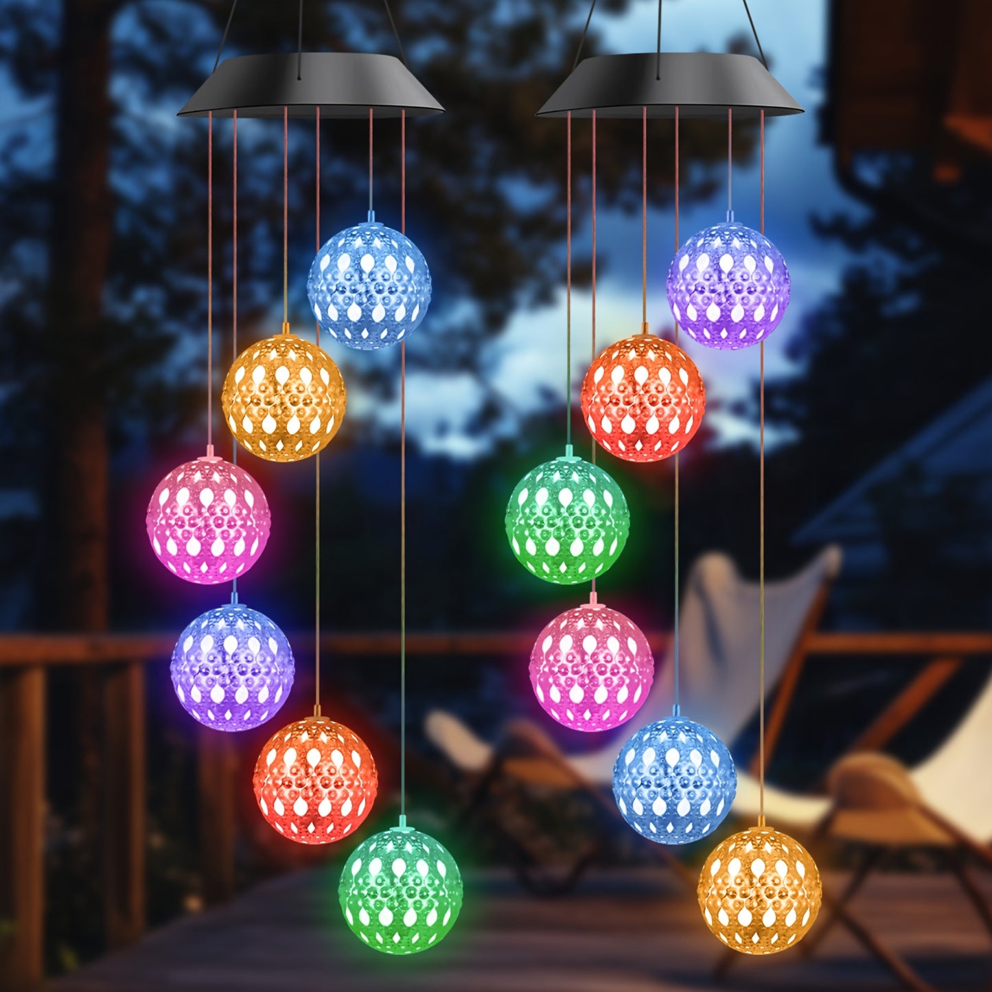 2pcs Solar Ball Wind Chime