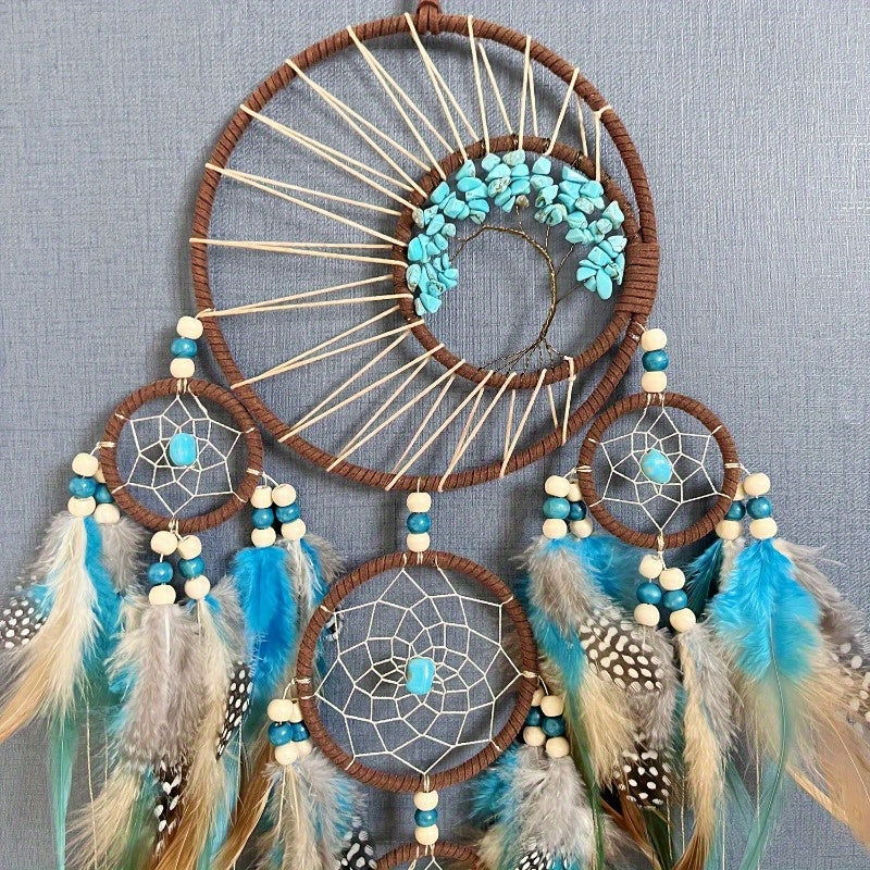 Handcrafted Bohemian Turquoise Tree of Life Dream Catcher