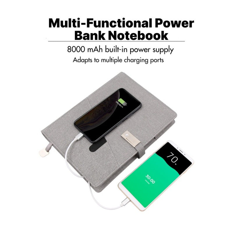 Premium Faux Leather Journal w/ Power Bank