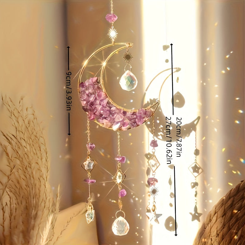 4pcs Moon-Shaped Crystal Dream Catcher Set