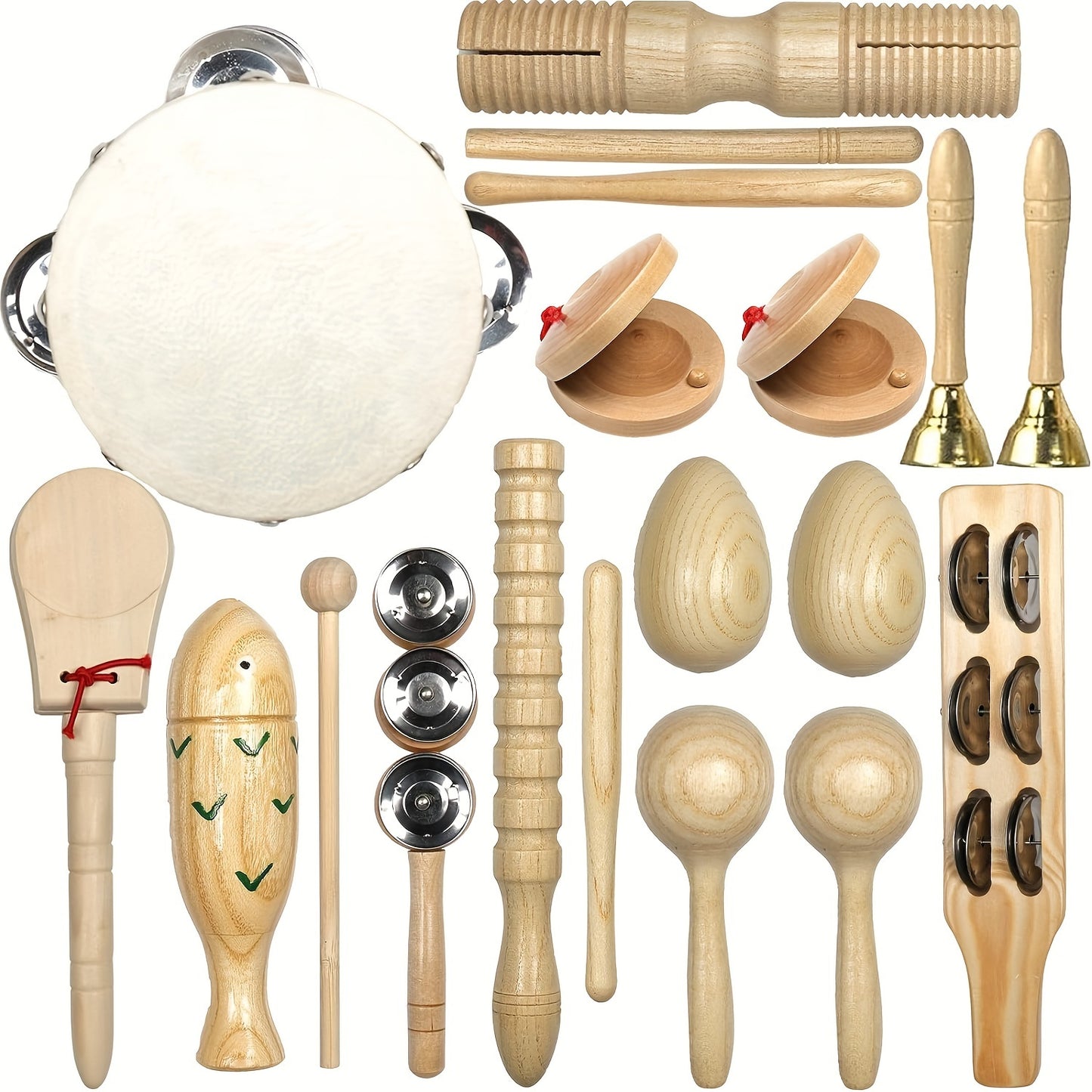 Wooden Musical Instruments Set 15pcs - Sound Healing