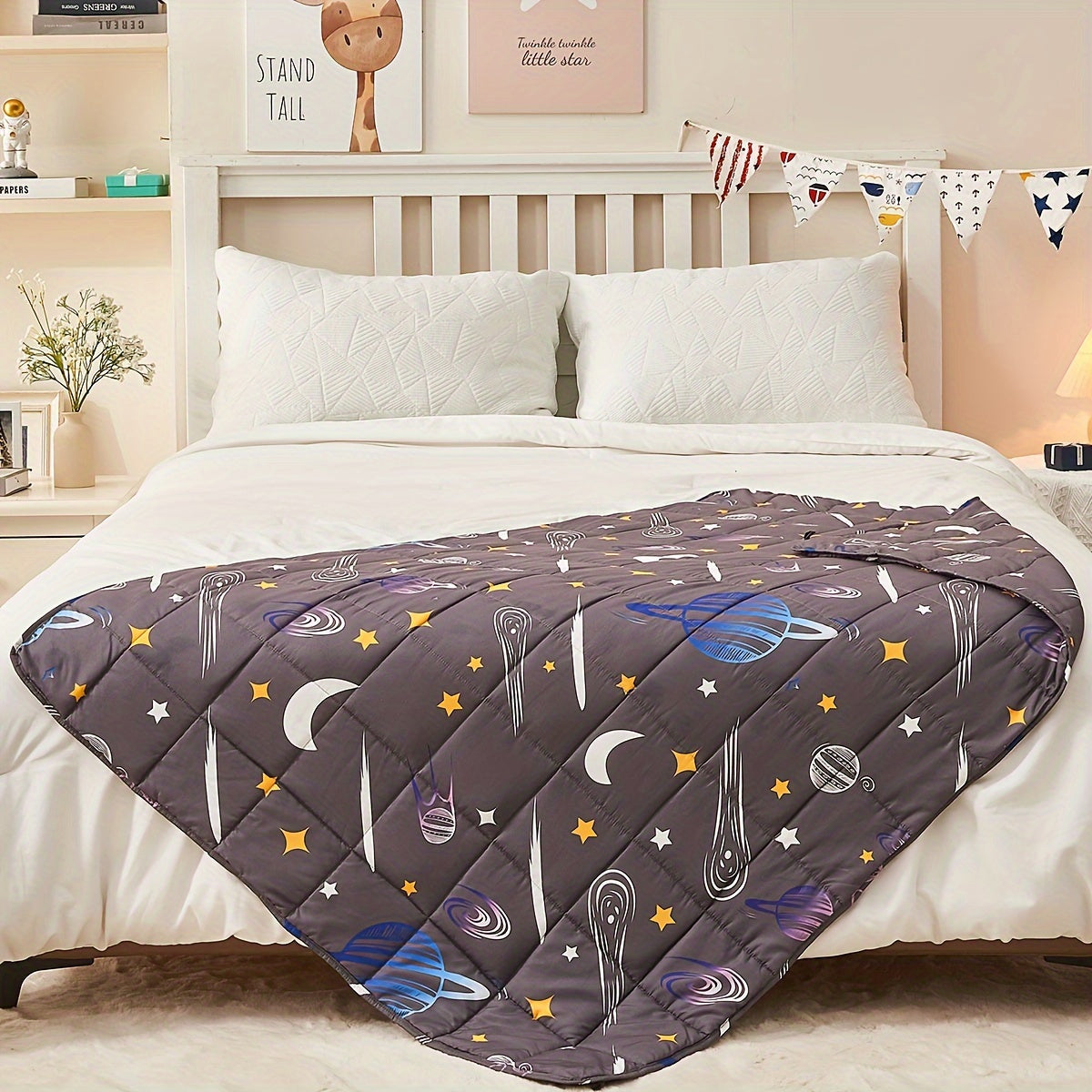 Soft Cartoon Printed Weighted Anxiety Blanket - Cosmic, Dinosaurs