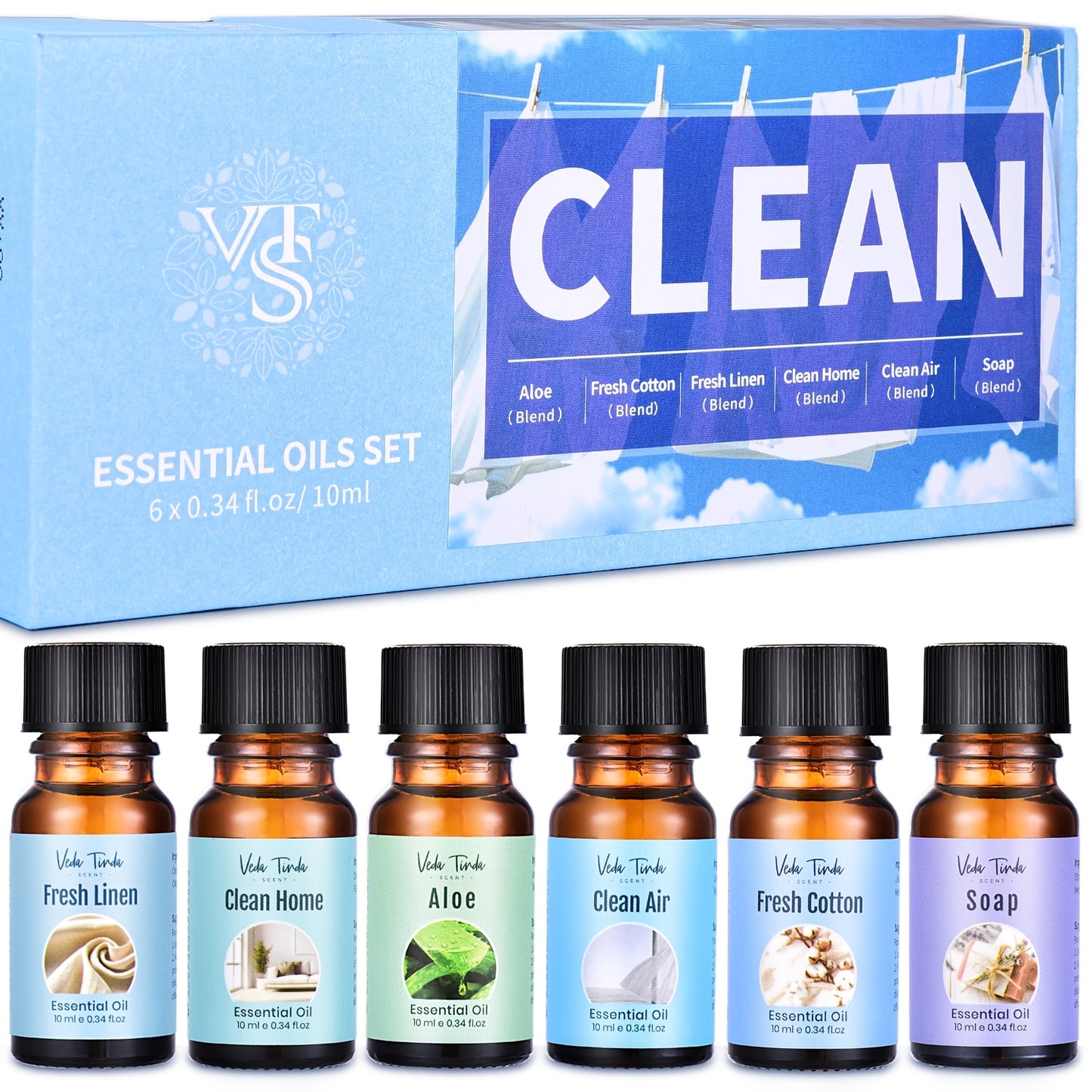 6pcs Clean Series Scent Essential Oils Set