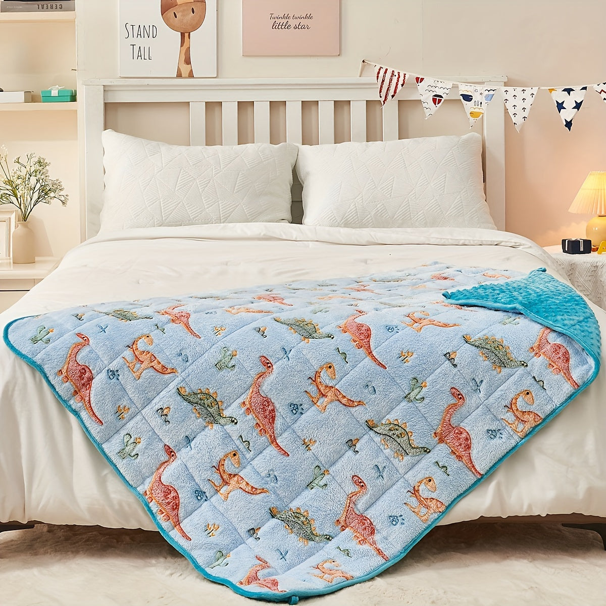 Soft Cartoon Printed Weighted Anxiety Blanket - Cosmic, Dinosaurs