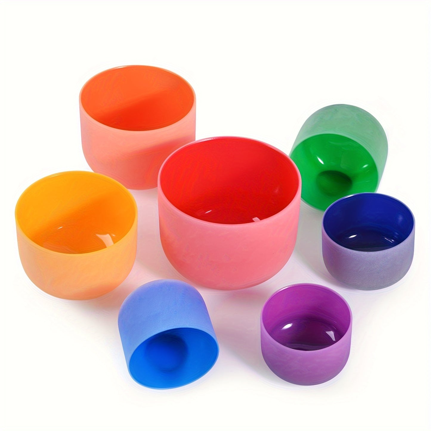 7pcs Colored Quartz Crystal Singing Bowls