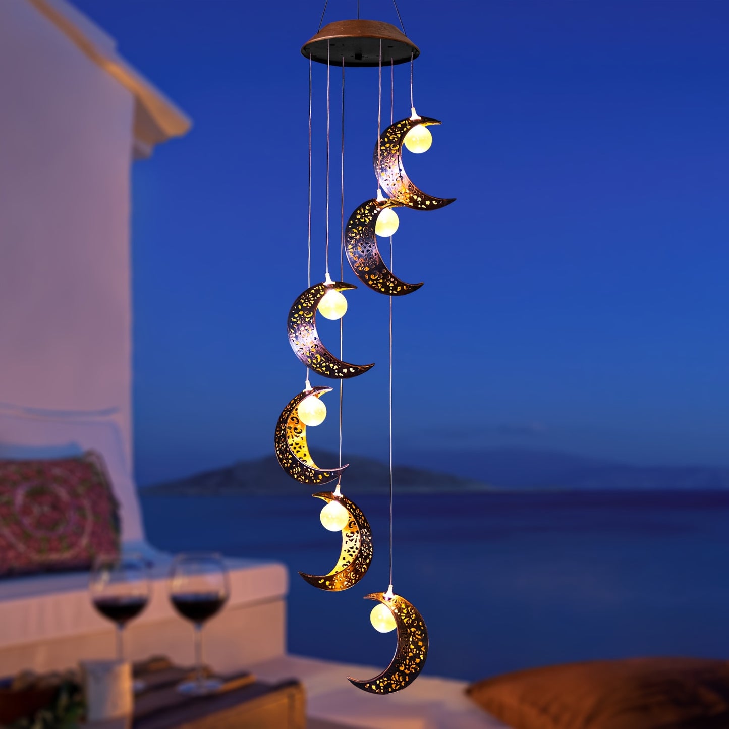 Solar Powered Moon Wind Chimes