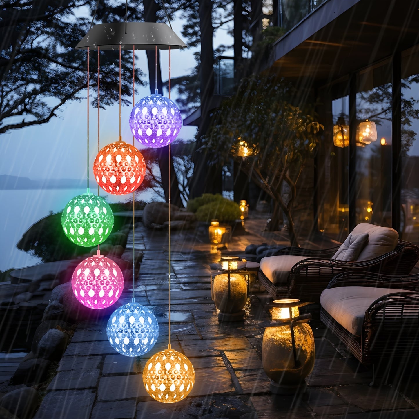 2pcs Solar Ball Wind Chime