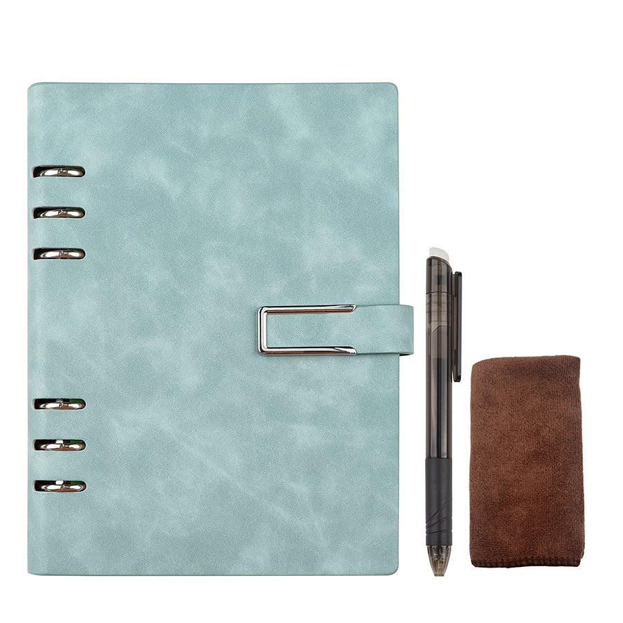 Loose-leaf Leather Journal Set - w/  Erasable Pen & Microfiber Cloth