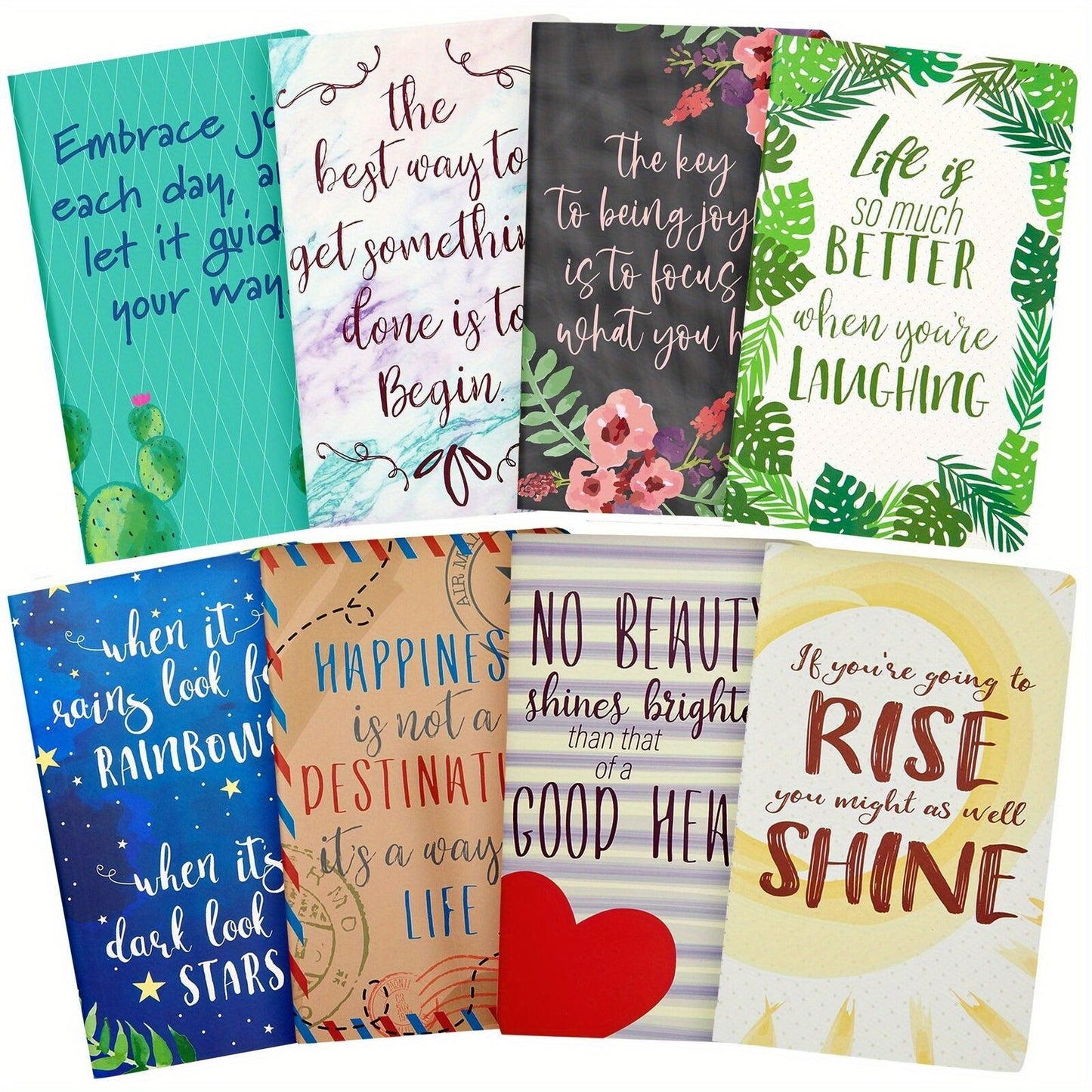 Set of 8 Inspiring Notebooks w/ Motivational Quotes