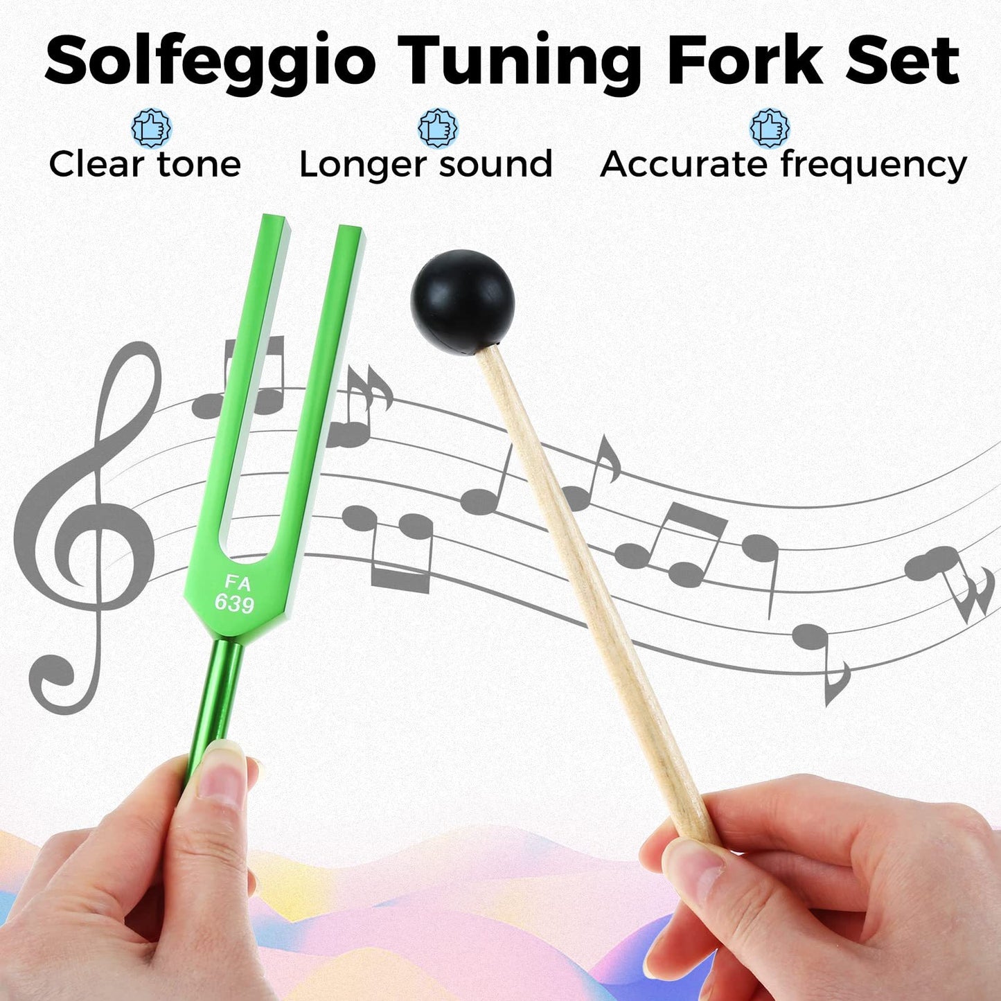 9pcs Solfeggio Chakra Tuning Fork Set for Sound Healing