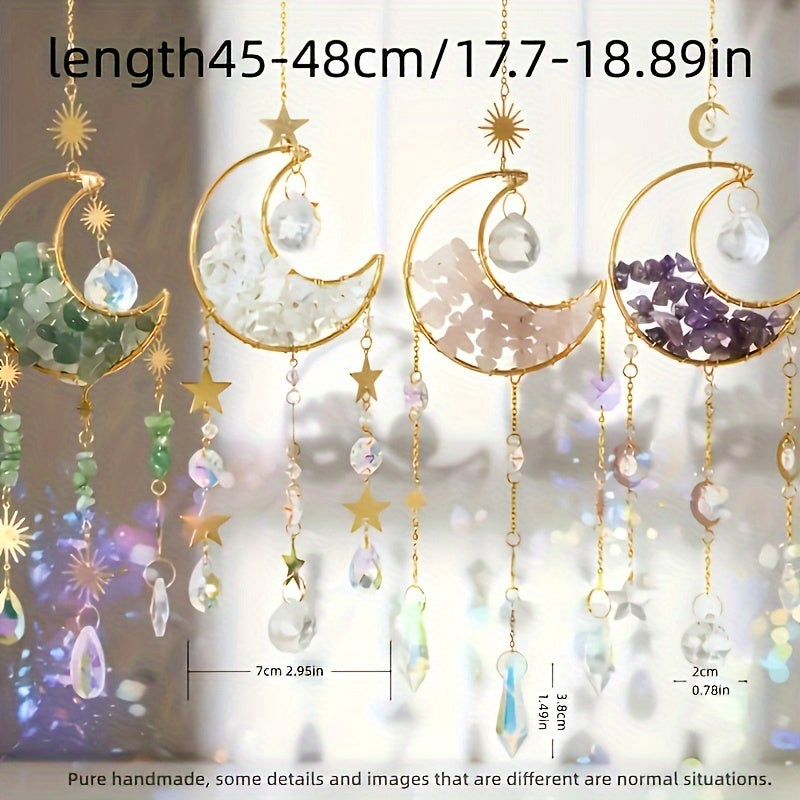 4pcs Moon-Shaped Crystal Dream Catcher Set