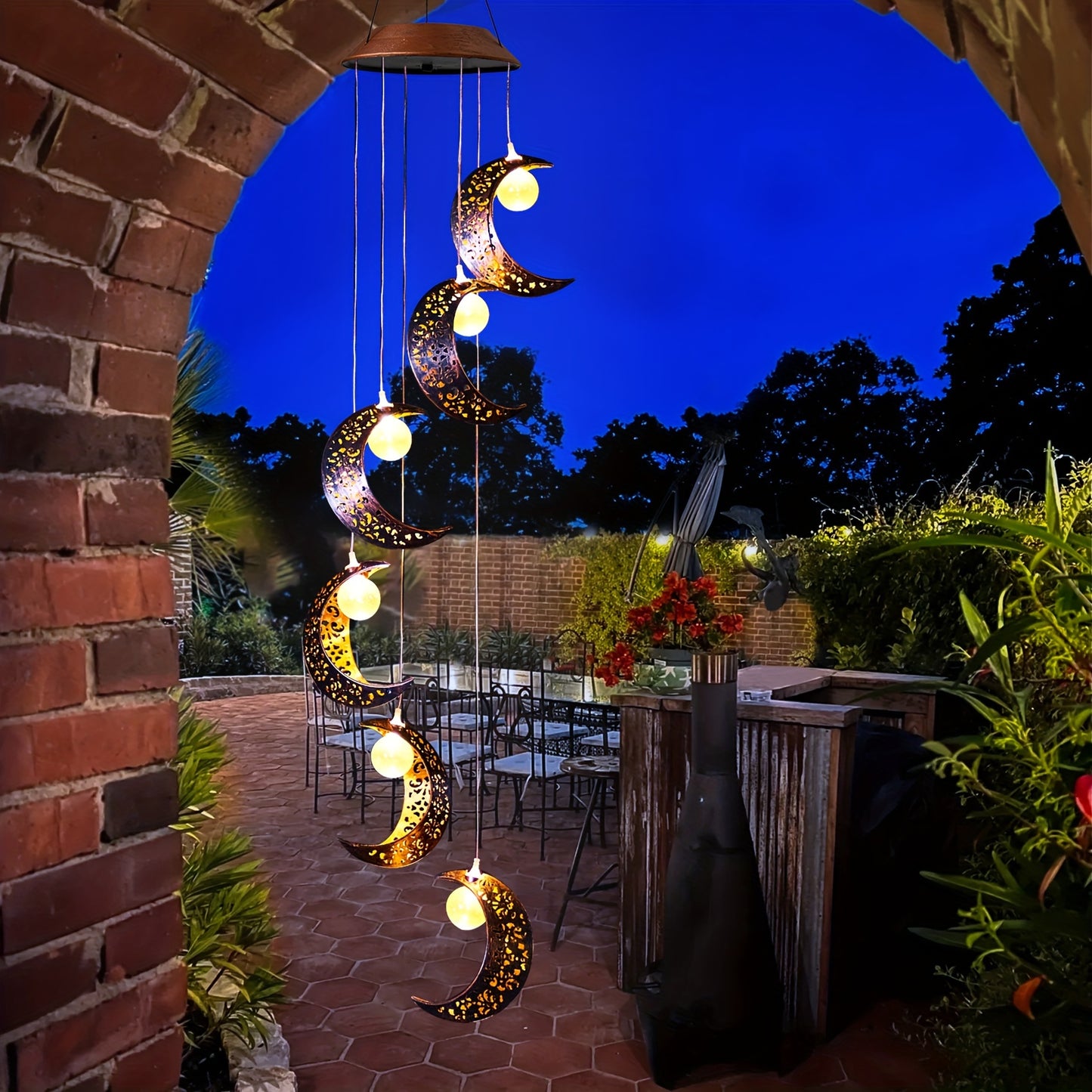 Solar Powered Moon Wind Chimes