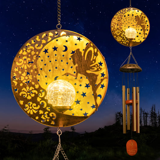 Solar Powered Fairy Moon Windchimes