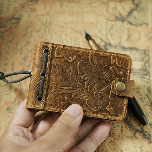 Embossed Cowhide Leather Mini Hardcover Journal