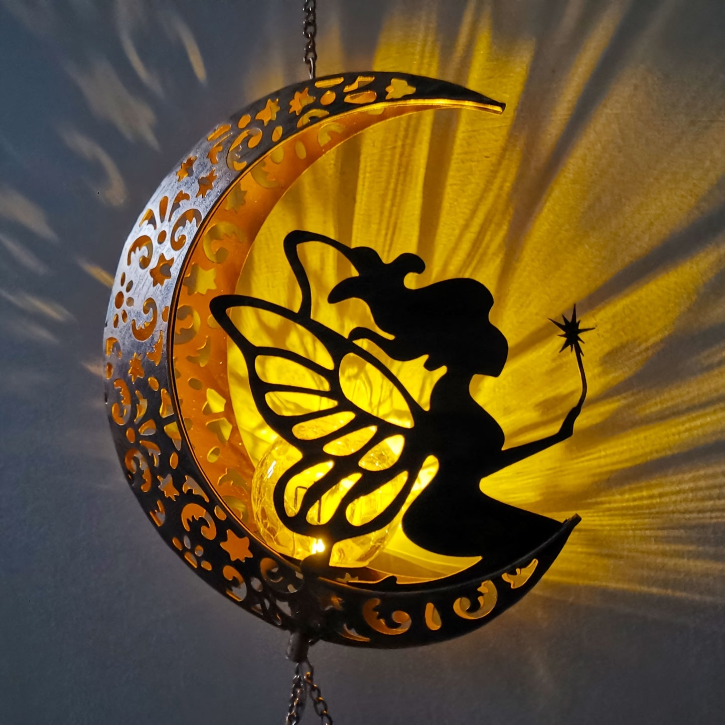 Solar-Powered Fairy Moon Wind Chimes