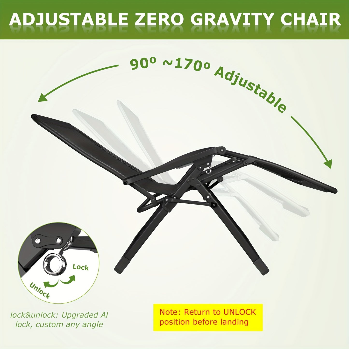 Folding Reclining Zero Gravity Chair W/Removable Cushion - Great For Reiki