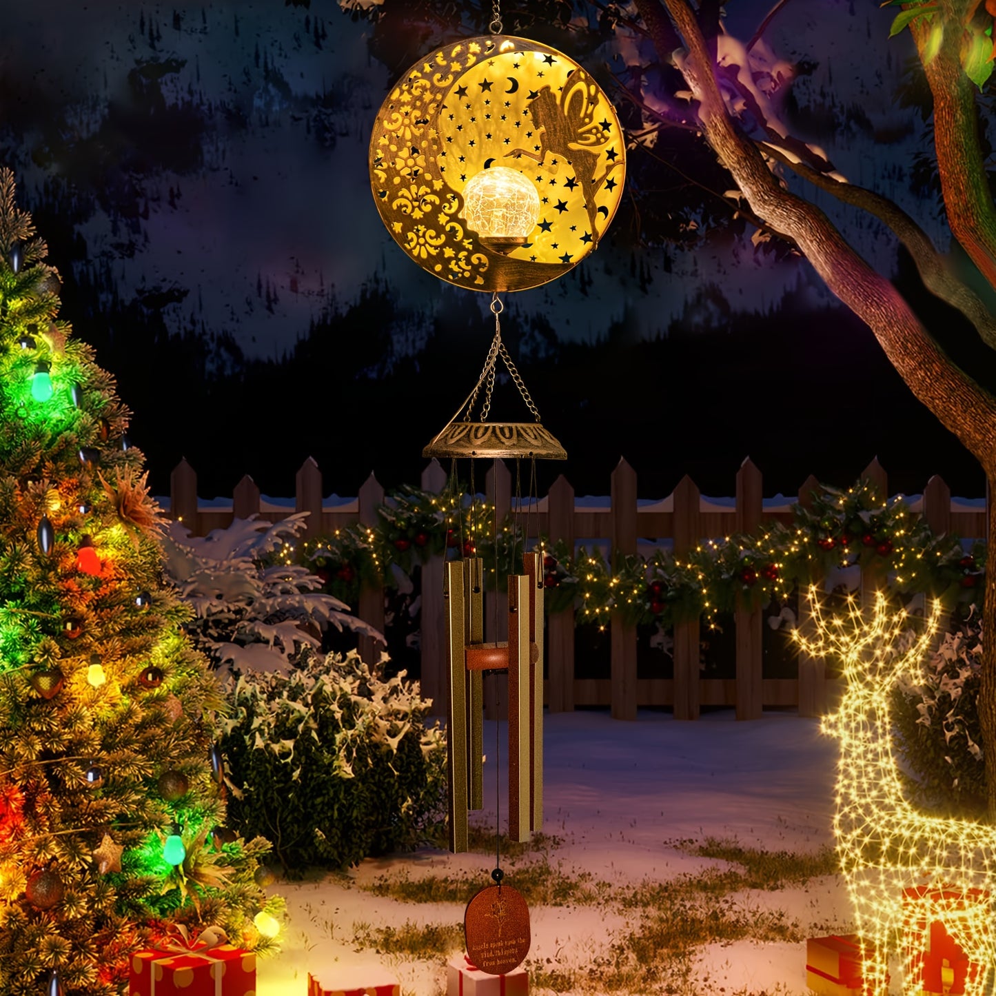 Solar Powered Fairy Moon Windchimes