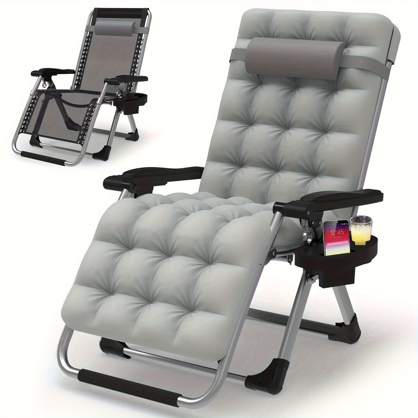 Folding Reclining Zero Gravity Chair W/Removable Cushion - Great For Reiki