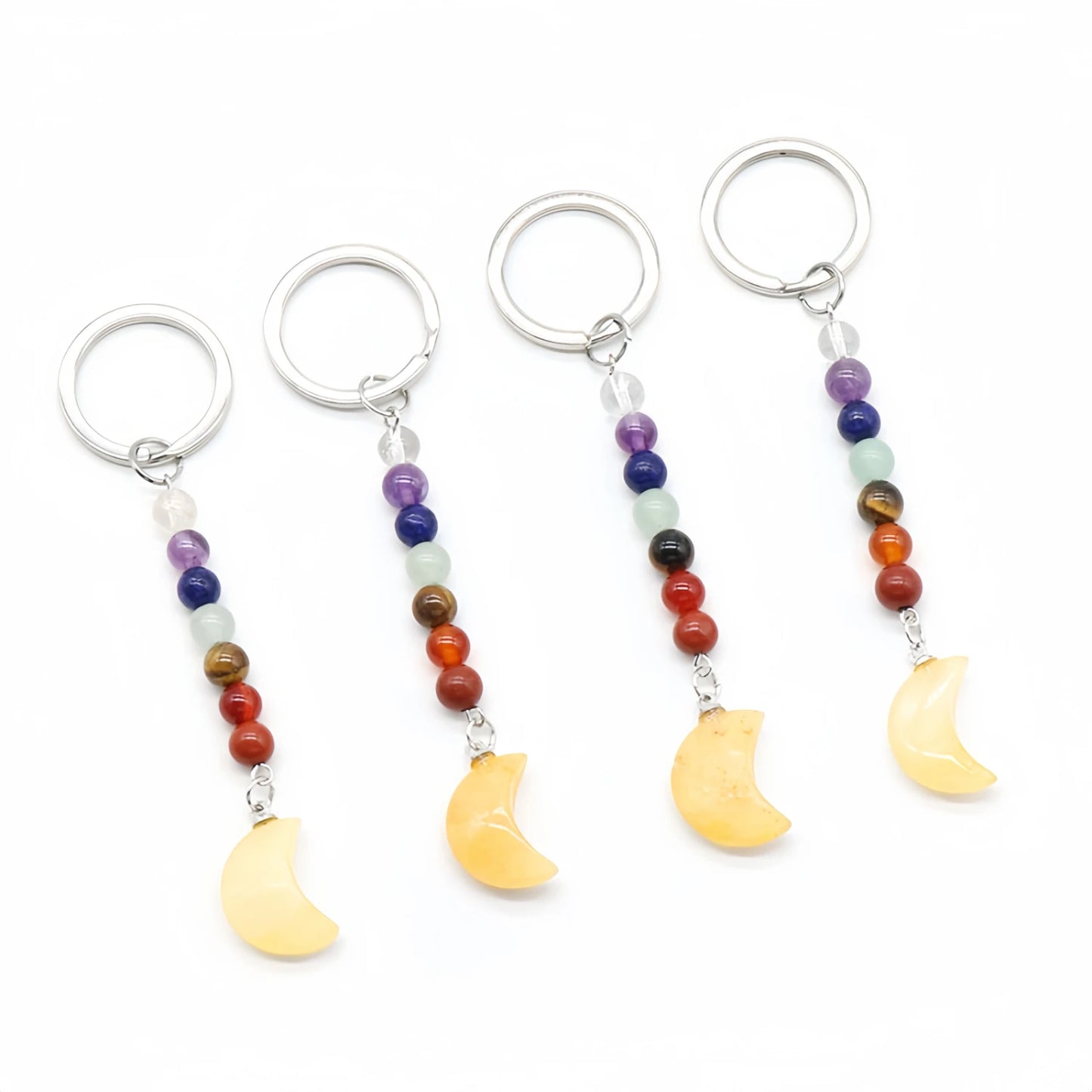 Carving Moon Figure Healing Crystal Key Chains