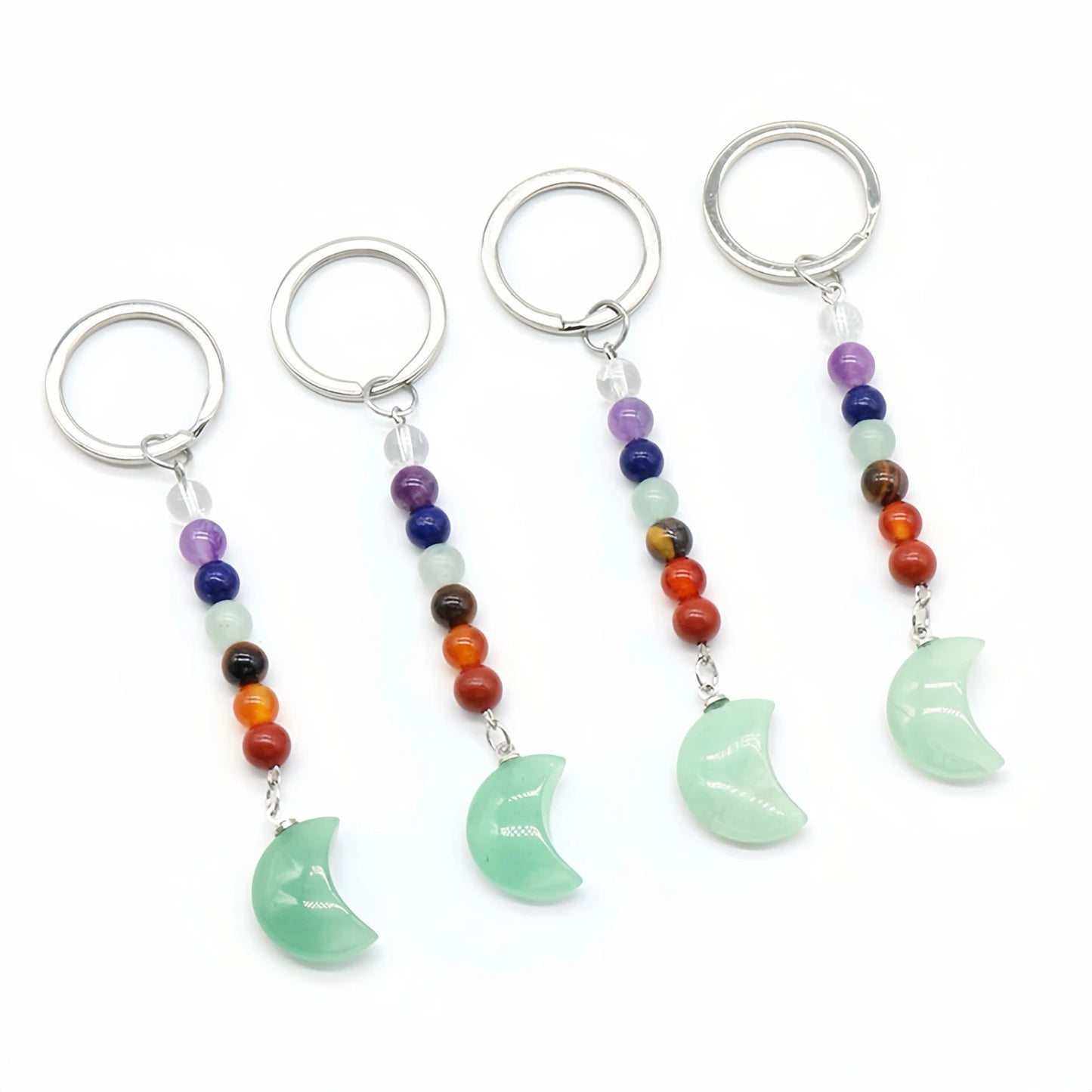 Carving Moon Figure Healing Crystal Key Chains