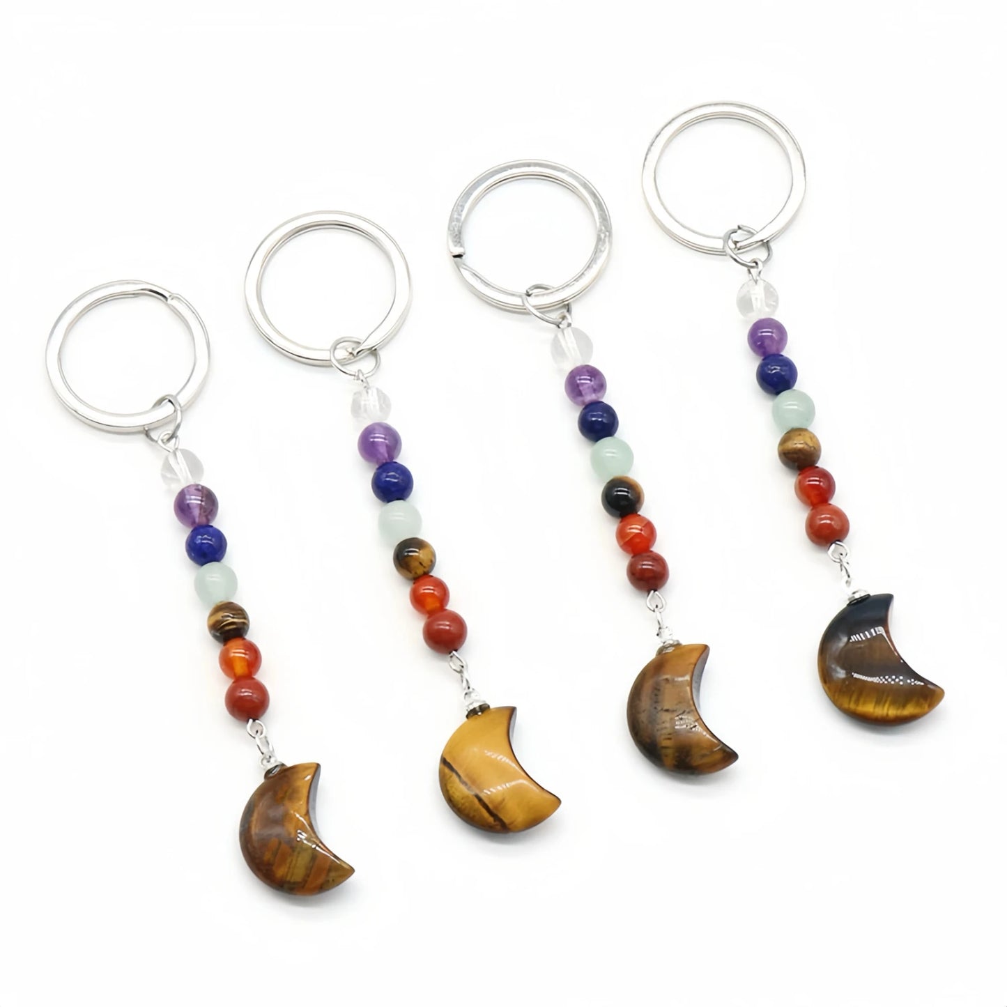 Carving Moon Figure Healing Crystal Key Chains