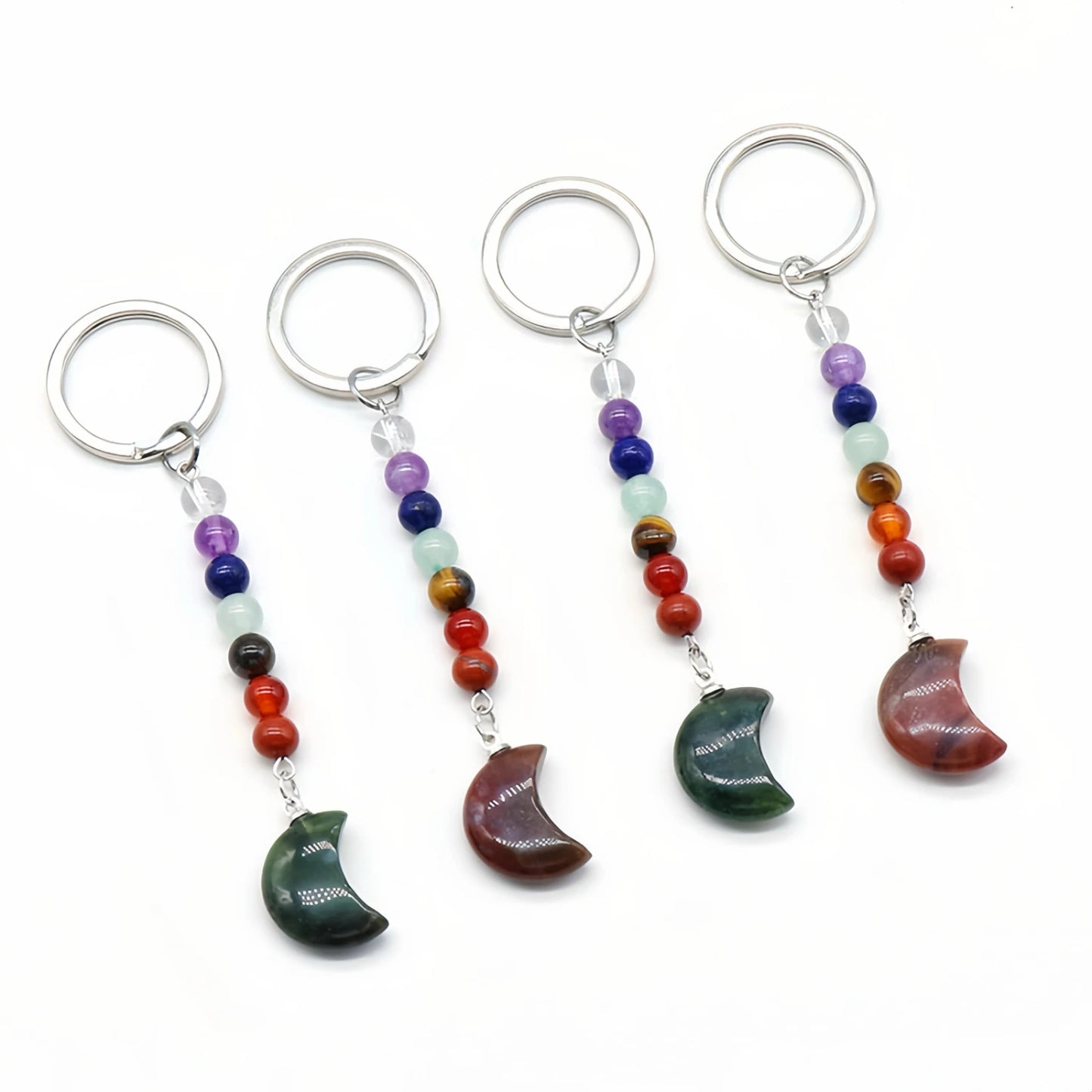 Carving Moon Figure Healing Crystal Key Chains