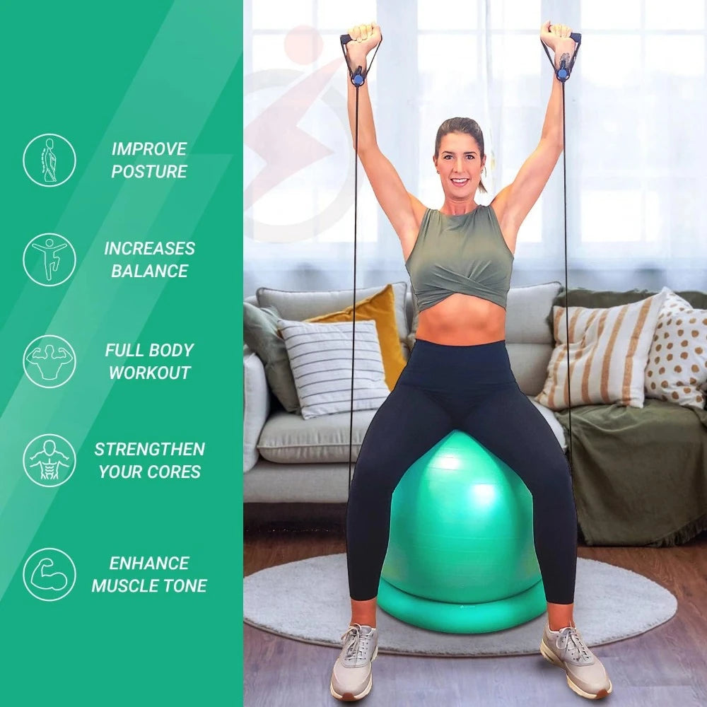 Stability Ball w/  Stability Base & Resistance Bands