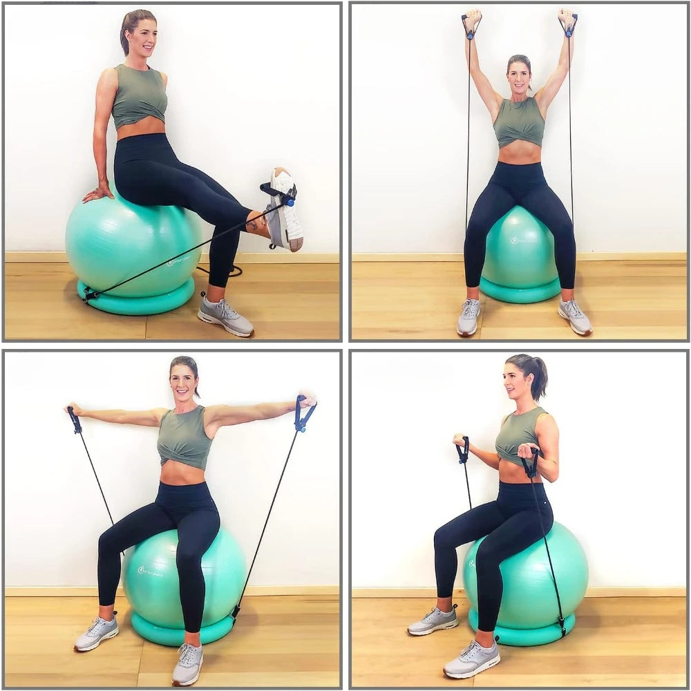 Stability Ball w/  Stability Base & Resistance Bands