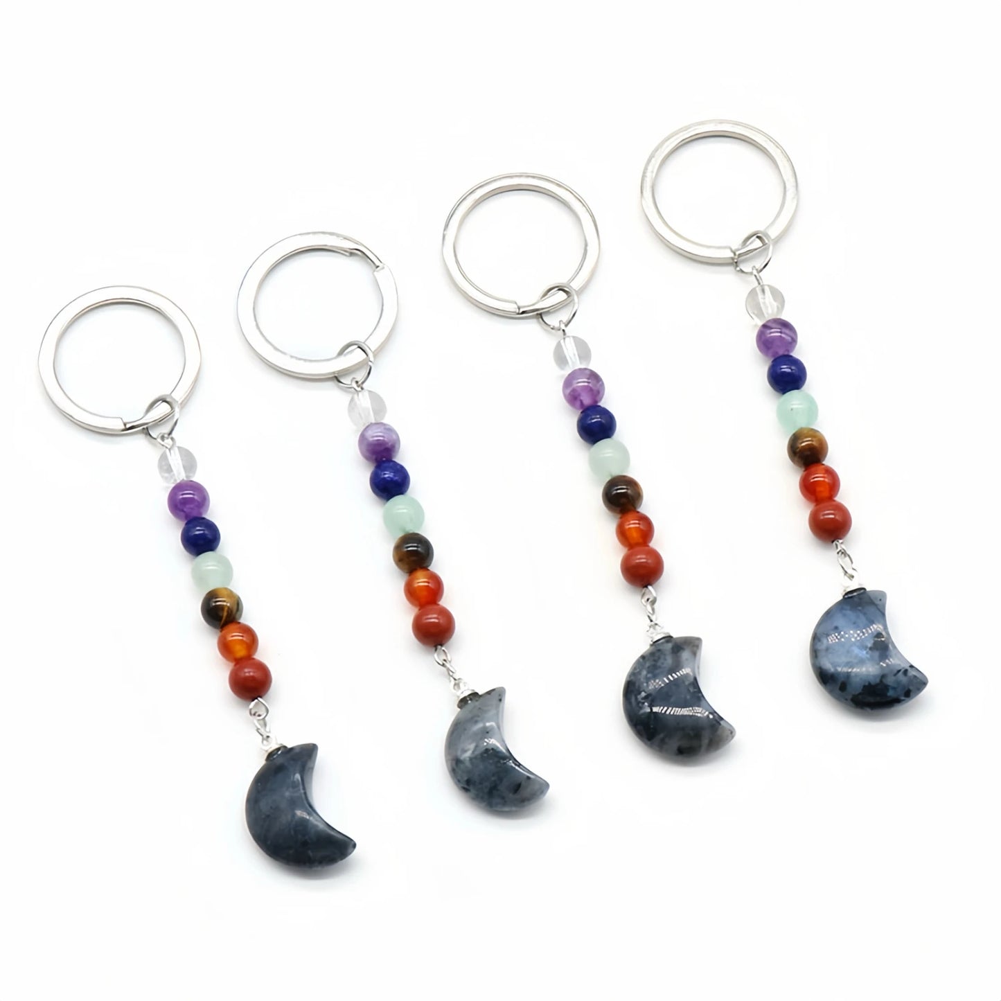 Carving Moon Figure Healing Crystal Key Chains