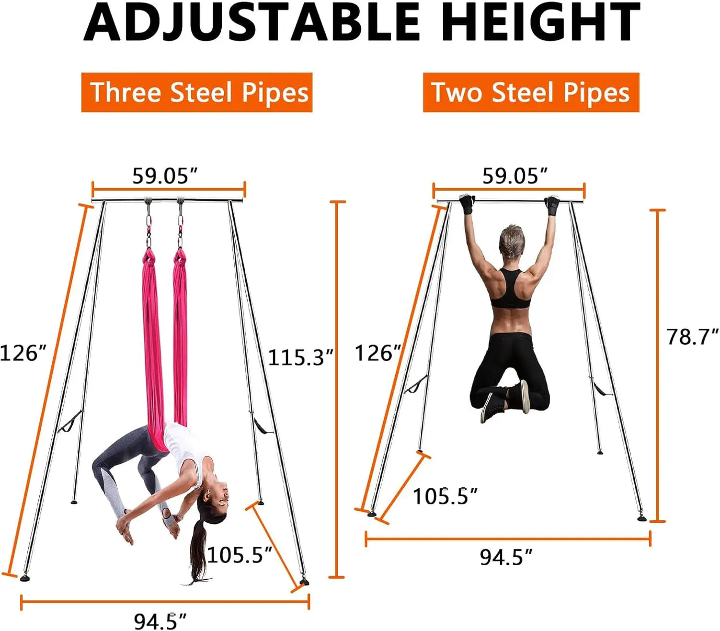 9.6 FT Adjustable Height Yoga Swing Stand & Hammock