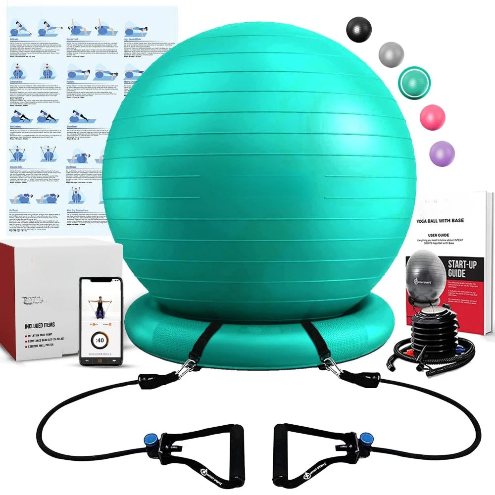 Stability Ball w/  Stability Base & Resistance Bands