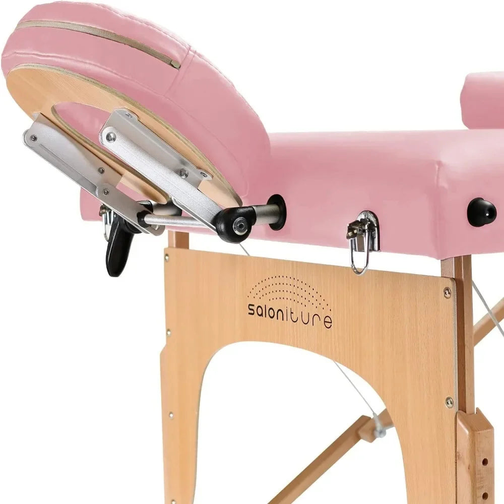 Wide Portable Pink Reiki Massage Table