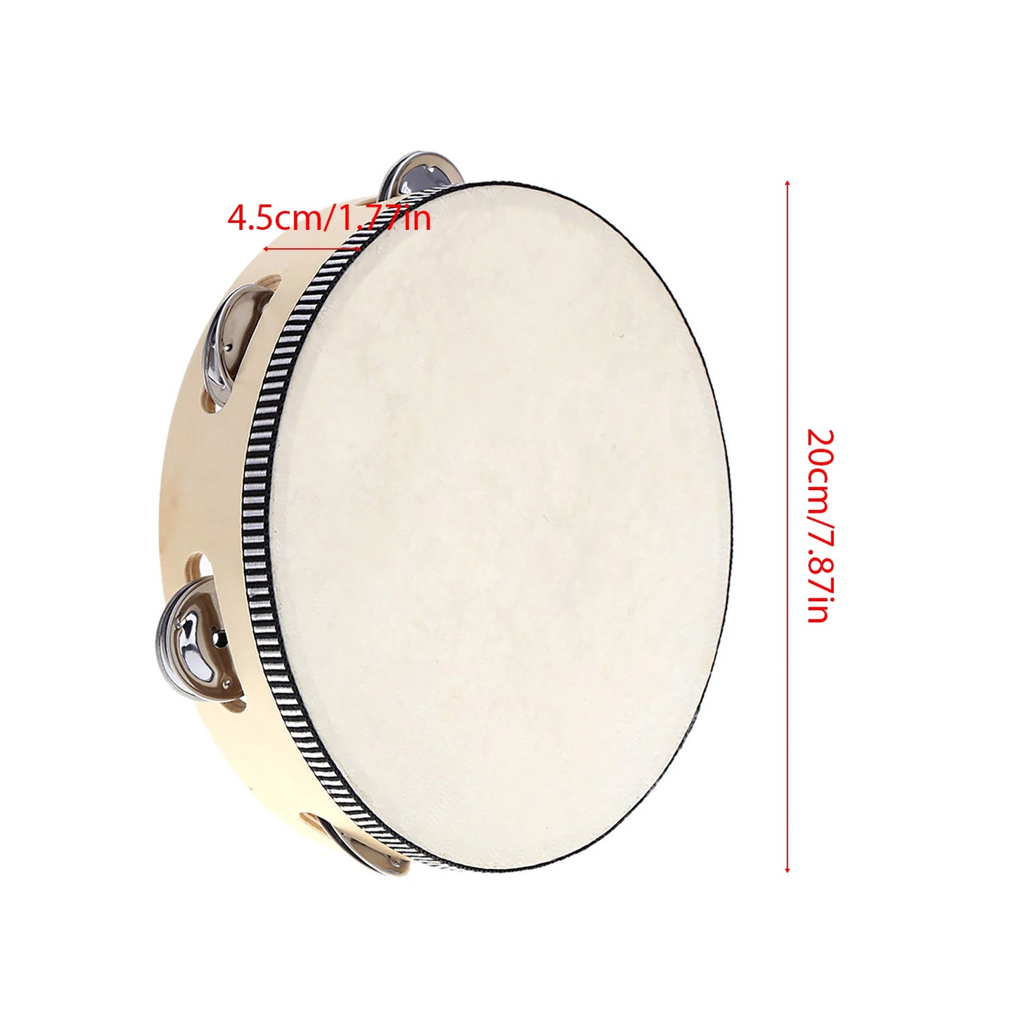 8in Handheld Tambourine - Sound Healing Instrument