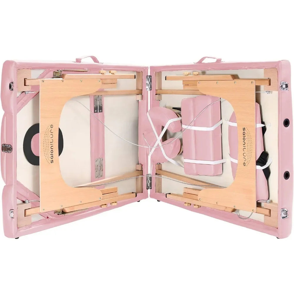 Wide Portable Pink Reiki Massage Table