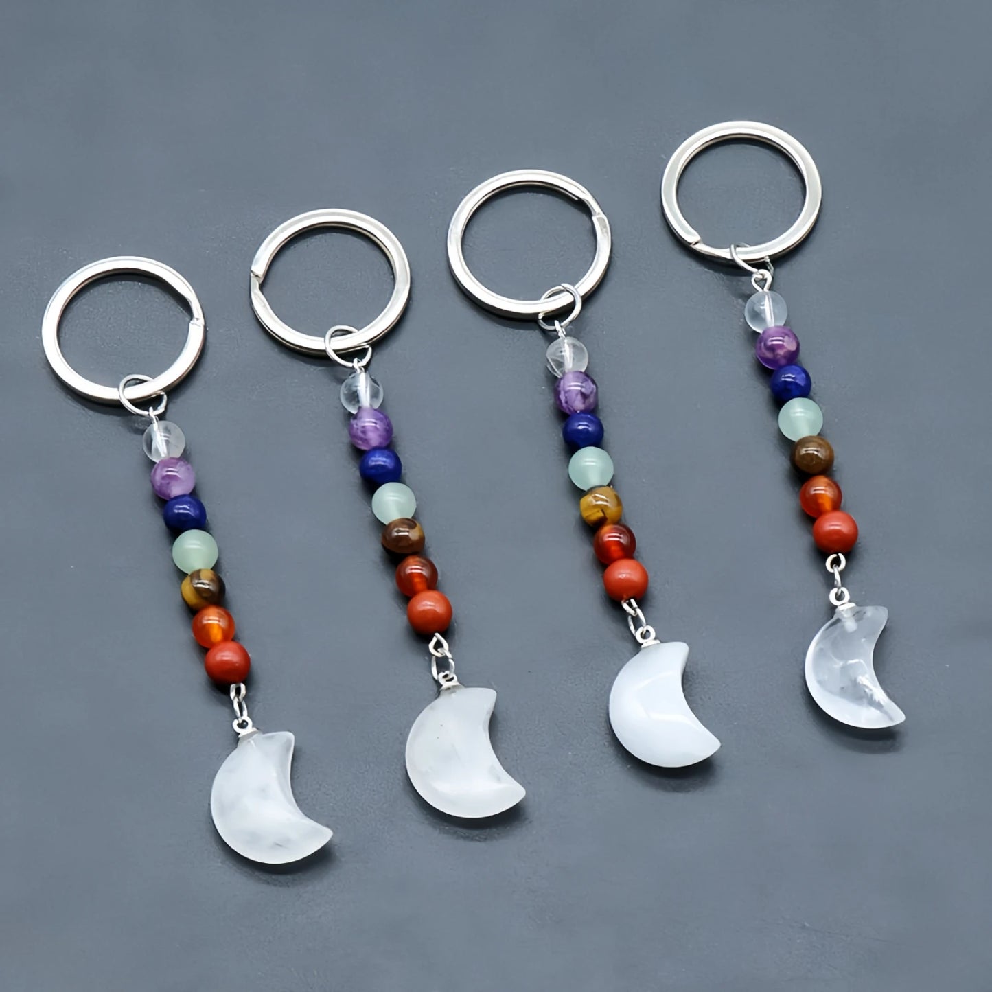 Carving Moon Figure Healing Crystal Key Chains