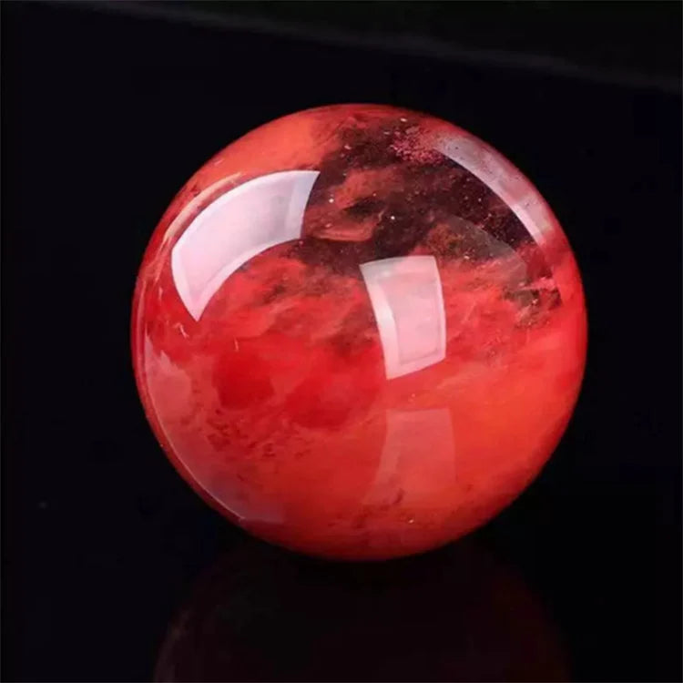 80mm Large Natural Red Quartz Crystal Ball W/ Stand