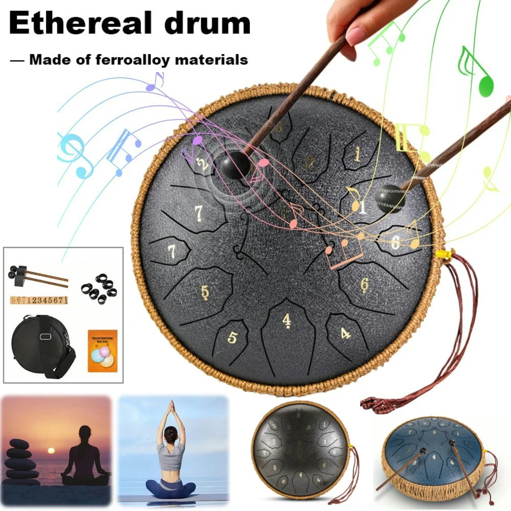 12in 15 notes Ethereal Hand Drum  w/ Handbag & Drumsticks