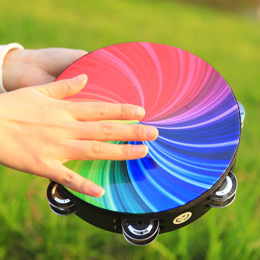 8/10in Colorful Tambourine - Ceremonial Sound Healing