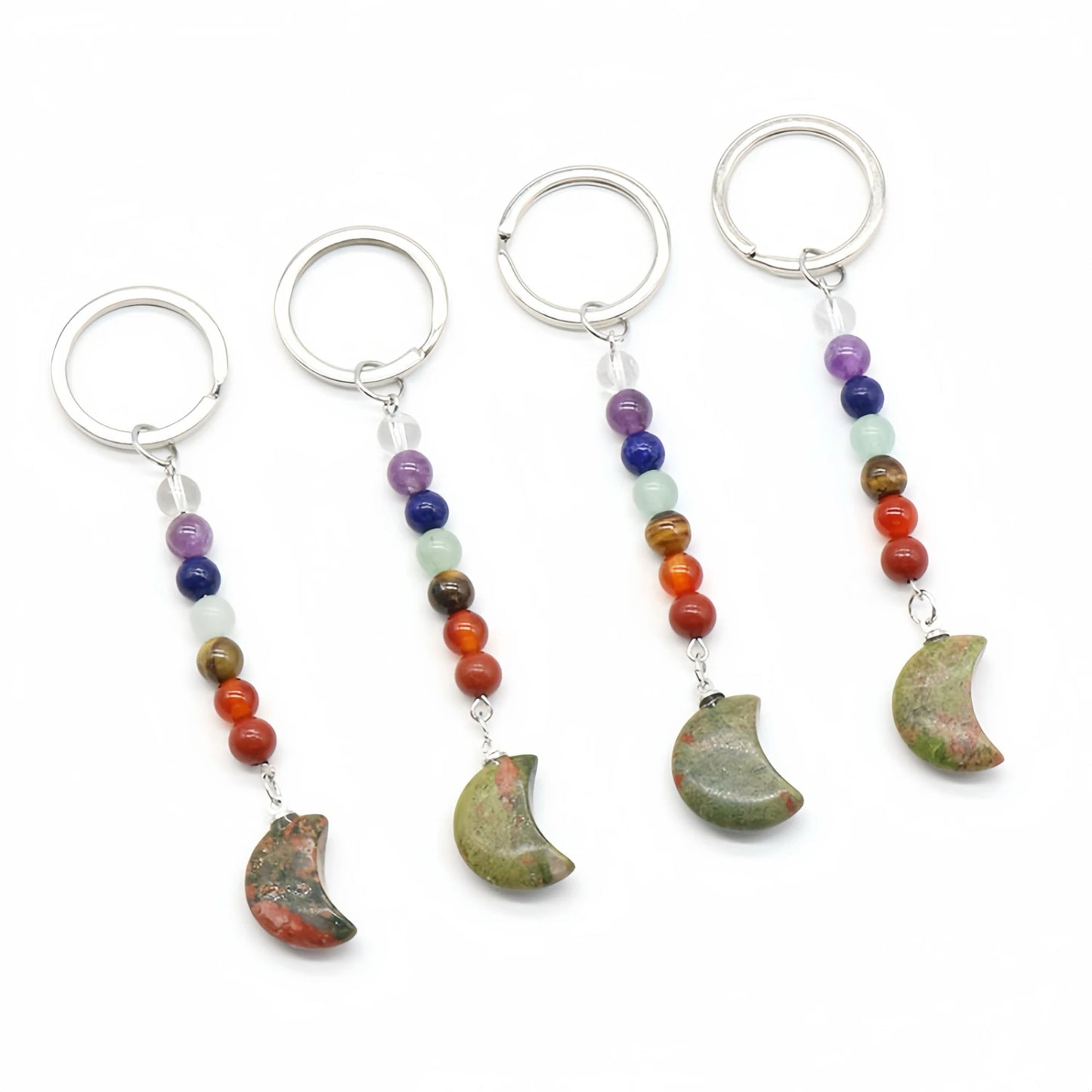 Carving Moon Figure Healing Crystal Key Chains