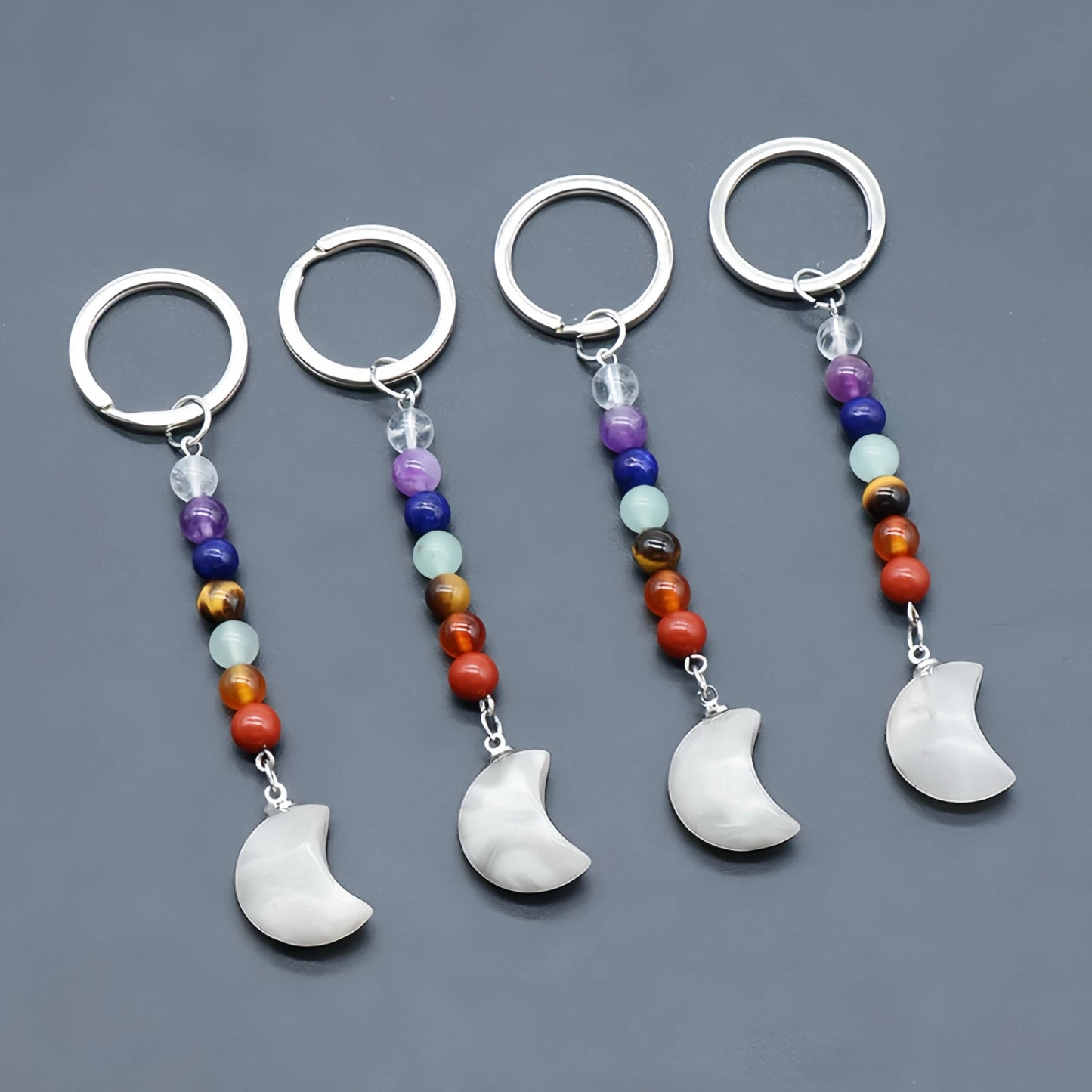 Carving Moon Figure Healing Crystal Key Chains