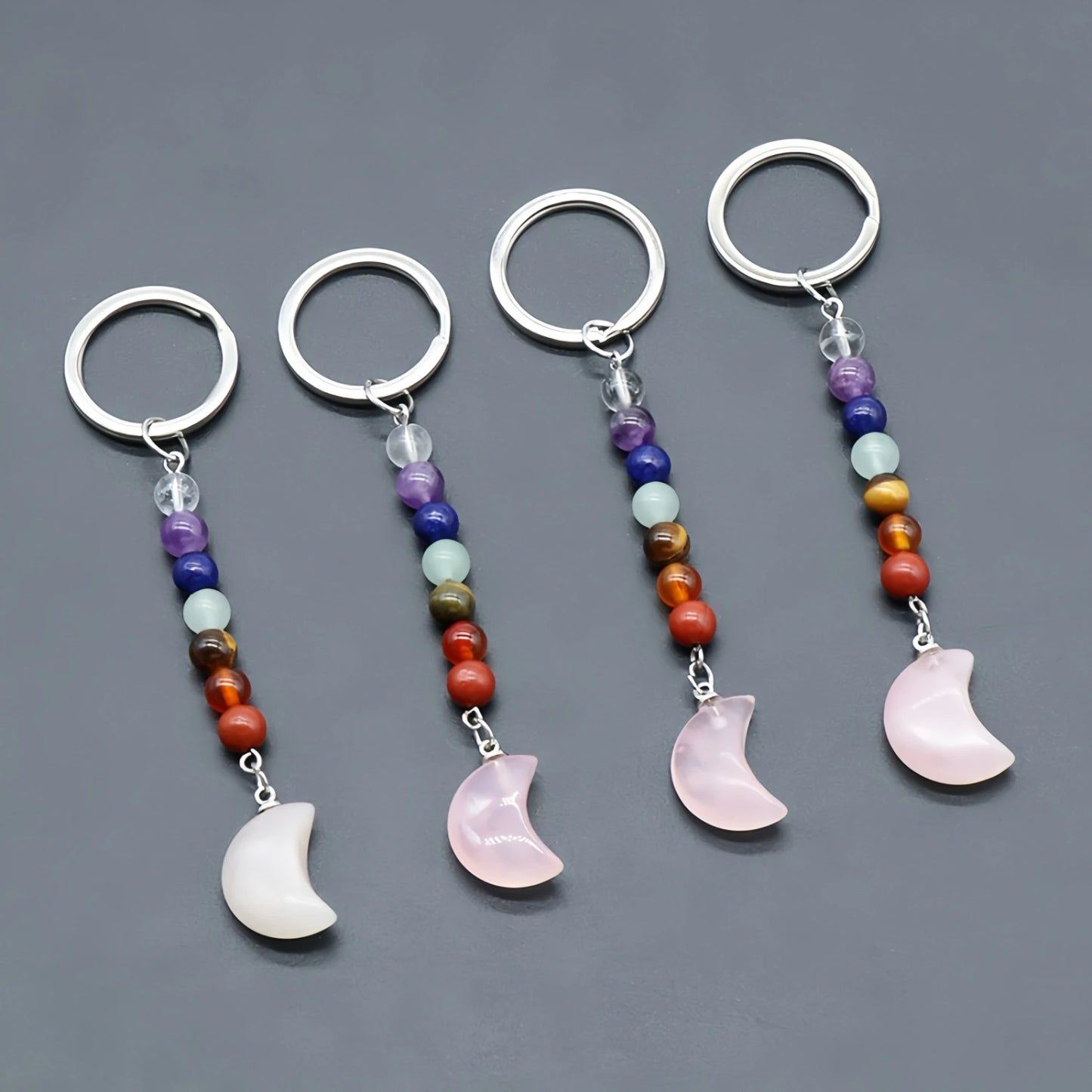 Carving Moon Figure Healing Crystal Key Chains