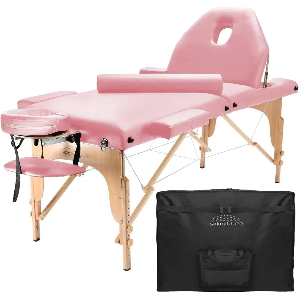 Wide Portable Pink Reiki Massage Table