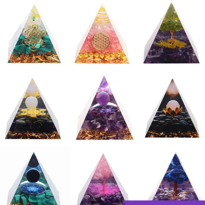 Natural Crystal Orgonite Pyramids