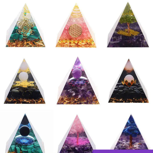 Natural Crystal Orgonite Pyramids