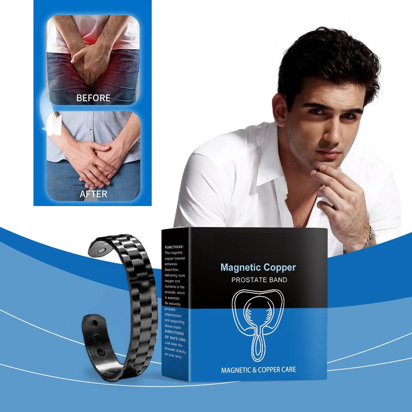 Men's Magnetic Copper Bracelet - Improves Blood Flow