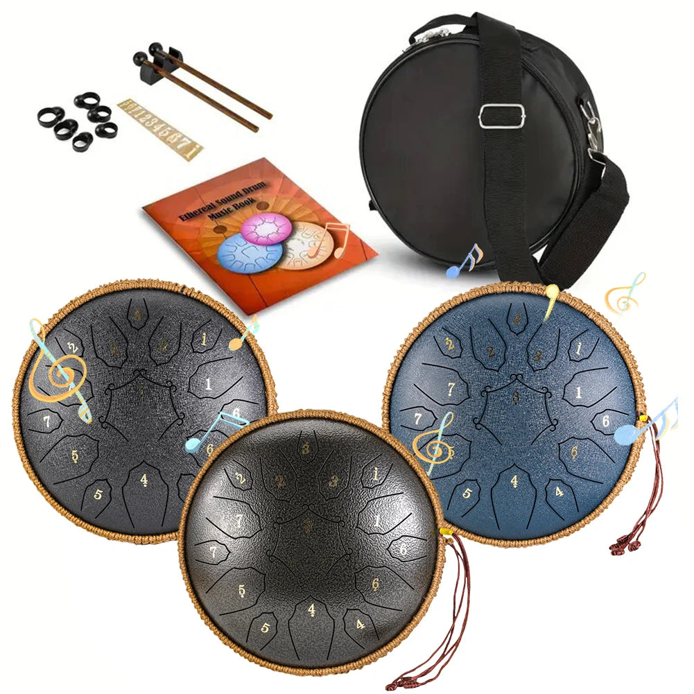 12in 15 notes Ethereal Hand Drum  w/ Handbag & Drumsticks