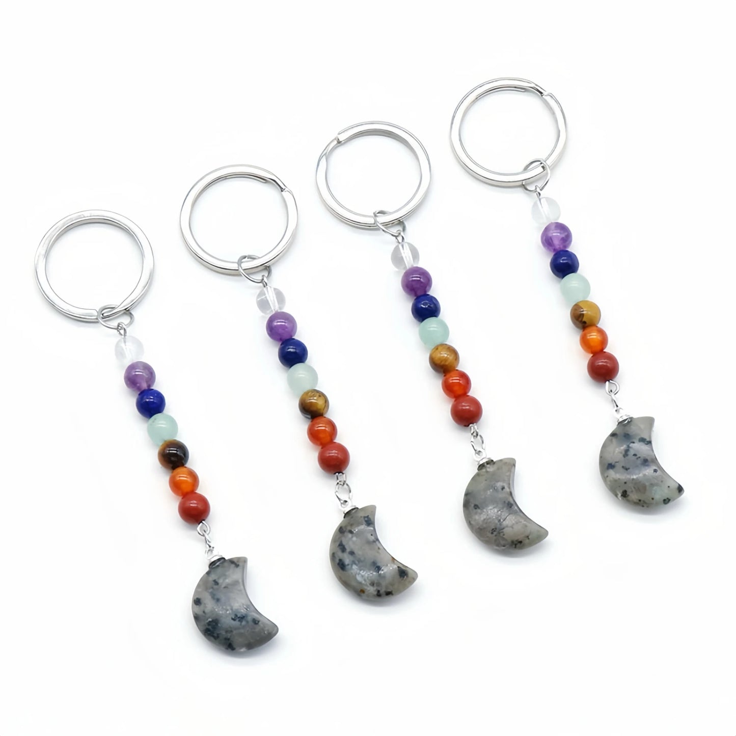 Carving Moon Figure Healing Crystal Key Chains