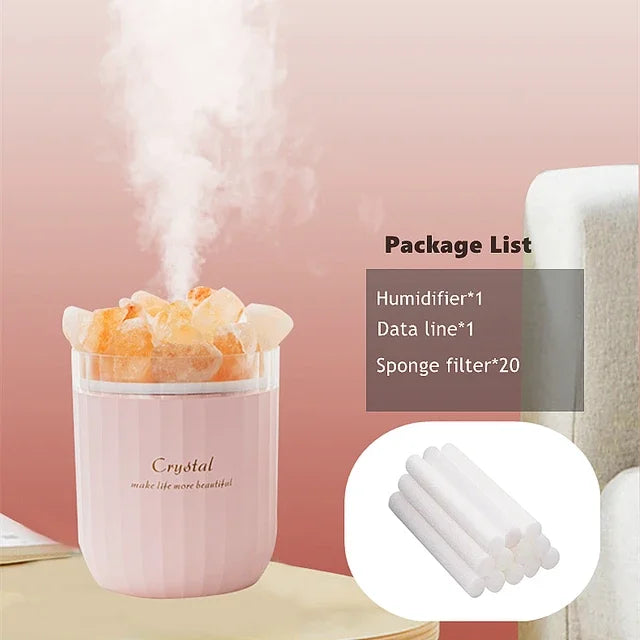 Salt Stone Air Humidifier - Aromatherapy Diffuser LED Lamp