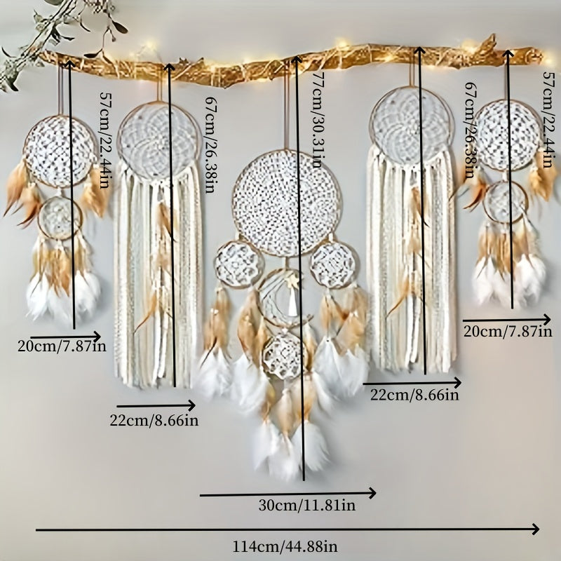 5 Pack Large Bohemian Dream Catchers