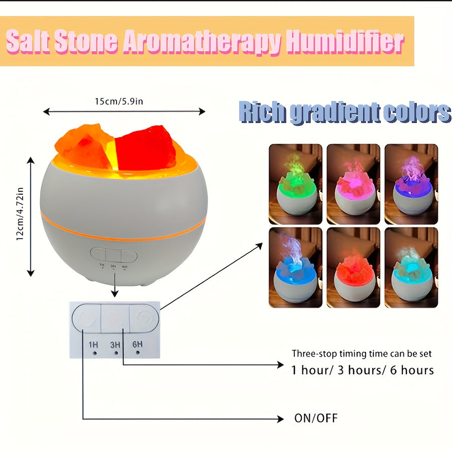 Salt Stone Colorful Flame Air Humidifier Essential Oils Diffuser